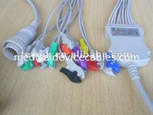کابل ECG Kenz با یکپارچه 10 چسب های Leadwires 4.7K Ohm AHA