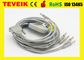 Teveik Factory Price Medical Schiller AT3/AT6 10 DB15pin EKG Cable with Banana 4.0